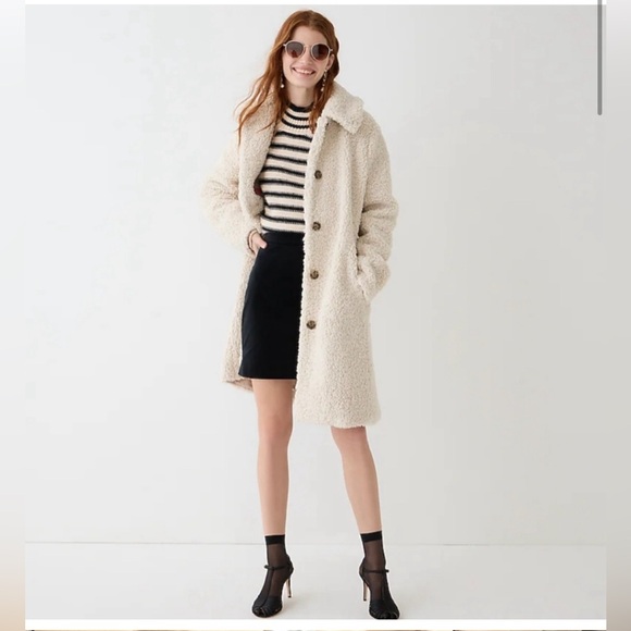 Shinestar Sherpa cream trench coat w lining, tortoise shell buttons. Belt - Picture 3 of 12